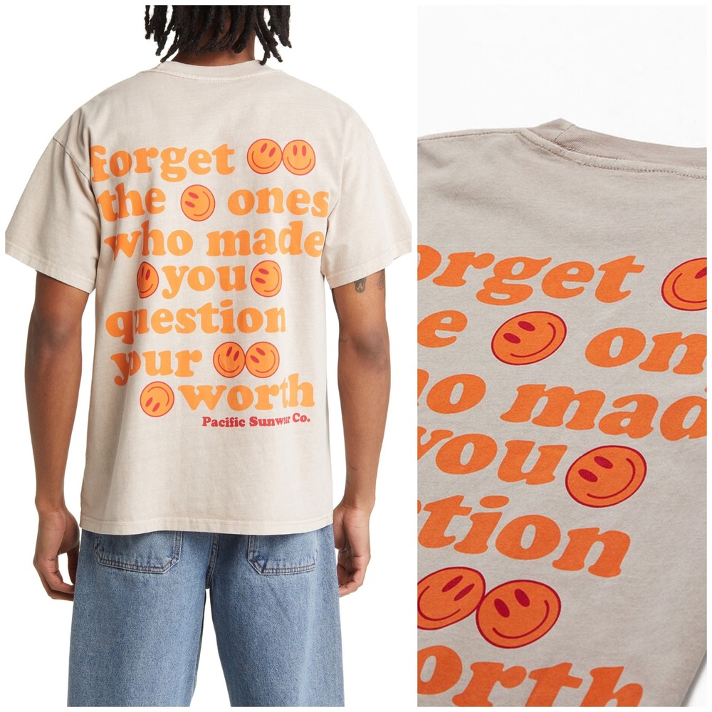 PacSun Know Your Worth Tan Thick Cotton Graphic‎ T-Shirt Size XXL